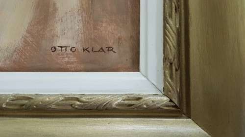Otto Klar (1908-1994 ). Portrait of a Mid-Century Man. Original oil on board. Signed. Framed.