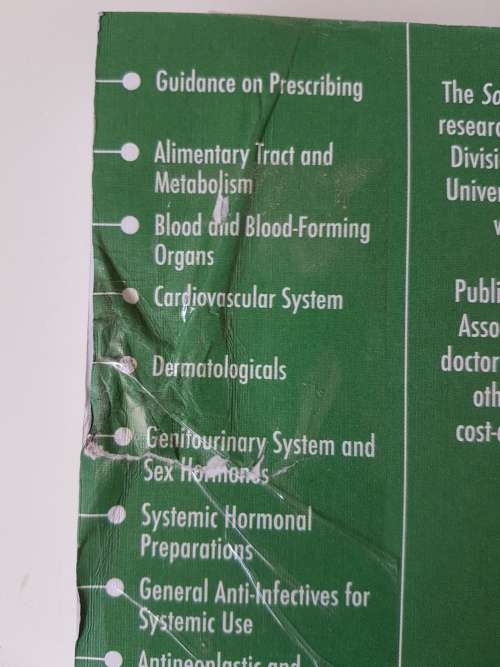SAMF. 12th Edition. South African Medicines Formulary. New book but back cover has tear and crease.