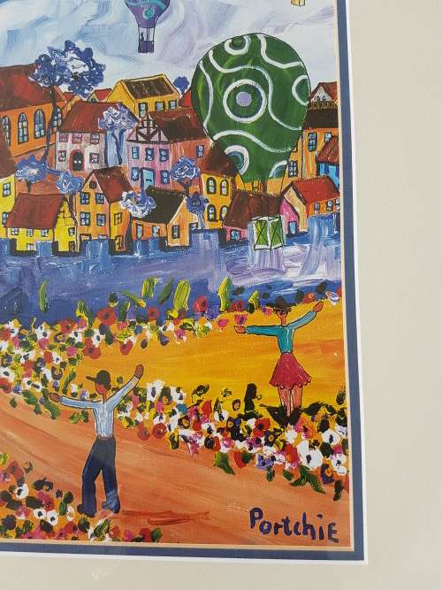 Portchie. Memorable Day with Hot Air Balloons. Quality Framed Print.