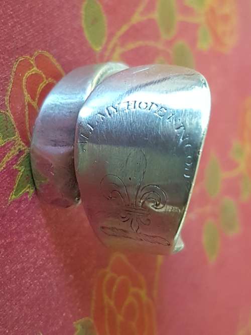 Engraved Vintage Sterling Silver Spoon ring ` All My Hope Is In God` 8.6 gram  Marked RC 925
