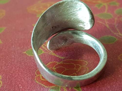 Engraved Vintage Sterling Silver Spoon ring ` All My Hope Is In God` 8.6 gram  Marked RC 925