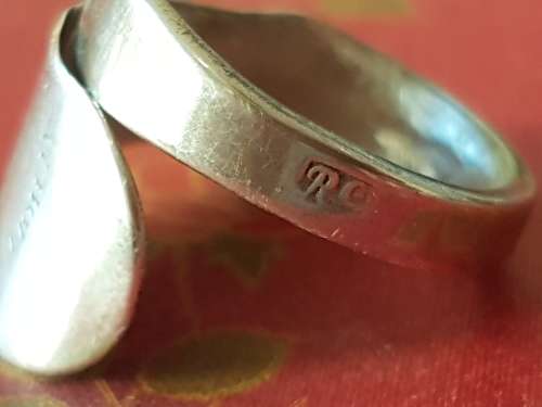 Engraved Vintage Sterling Silver Spoon ring ` All My Hope Is In God` 8.6 gram  Marked RC 925