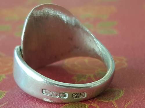 Stunning full hallmark vintage textured sterling silver spoon ring.UNIQUE AND HAND MADE.
