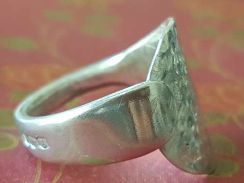 Stunning full hallmark vintage textured sterling silver spoon ring.UNIQUE AND HAND MADE.