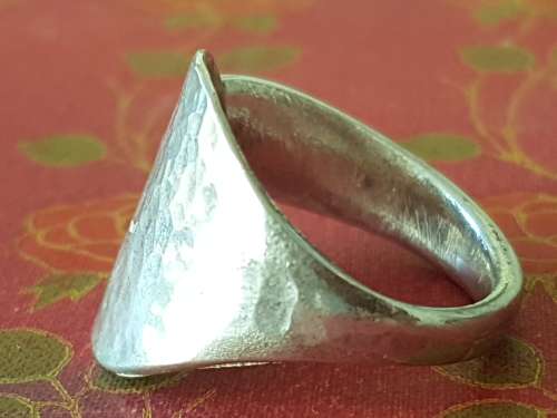Stunning full hallmark vintage textured sterling silver spoon ring.UNIQUE AND HAND MADE.