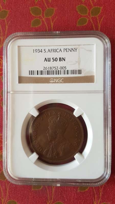 1934 Penny 1d AU50BN Slabbed.