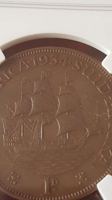 1934 Penny 1d AU50BN Slabbed.