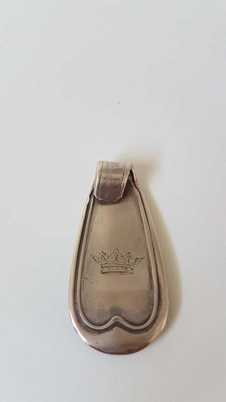 Solid Silver Pendant With Hand Engraved Crown. Heavy 15.4 grammes.