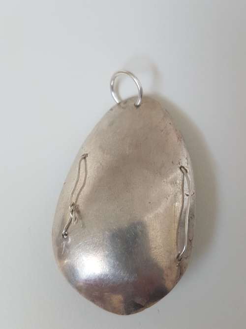 Smoky Seaglass in solid silver oval  setting with silver wire. 9.9  g!