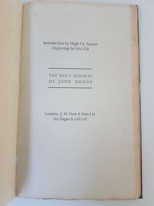 The Holy Sonnets of John Donne. SIGNED BY ERIC GILL. Edition limited to 550