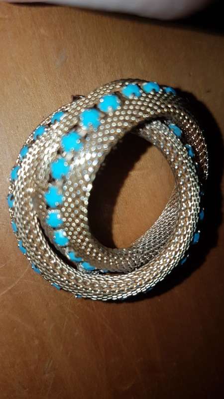 Gold and turquoise swirl Art Deco brooch