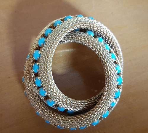 Gold and turquoise swirl Art Deco brooch