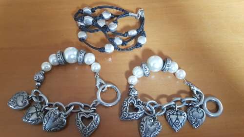 Three childrens` fashion bracelets: LOTS OF METAL CHARMS! ( 8 CHARMS )