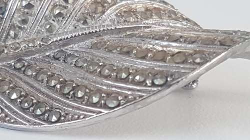 Exquisite Marcasite  Silver Leaf Brooch.