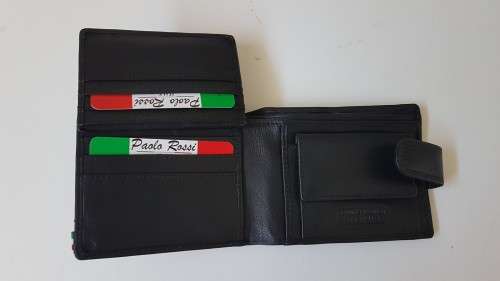 WALLET NEW IN BOX. Paolo Rossi Made In Italy Full Leather Foldout  Black Men's Wallet. BARGAIN.