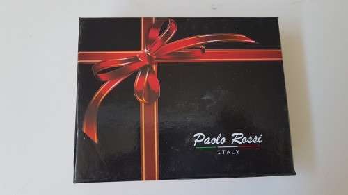 WALLET NEW IN BOX. Paolo Rossi Made In Italy Full Leather Foldout  Black Men's Wallet. BARGAIN.