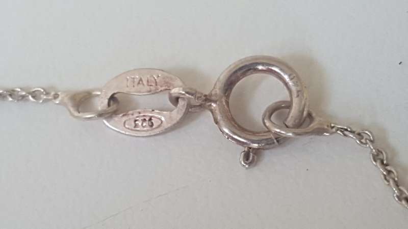 Solid Sterling Silver Heart Pendant and Fine Necklace marked 925 Italy