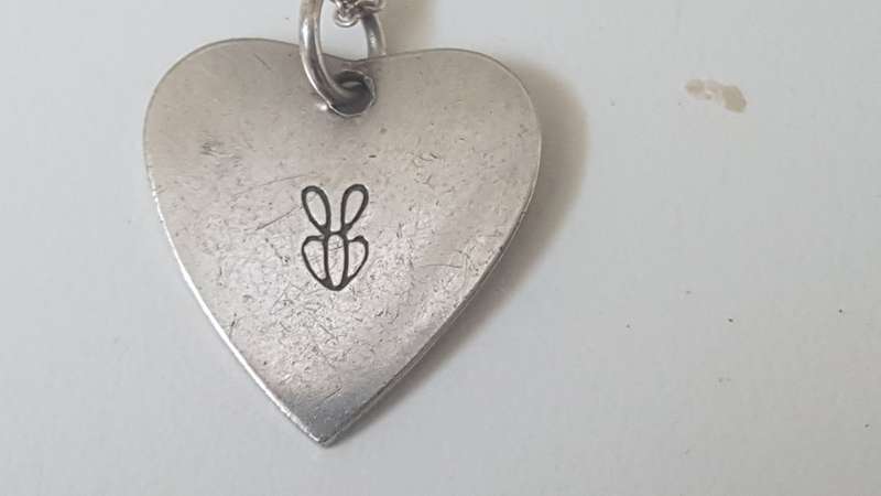 Solid Sterling Silver Heart Pendant and Fine Necklace marked 925 Italy