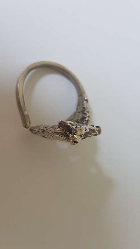Solid Silver Wild Boar/ Warthog  Ring. Unusual . ADJUSTABLE. 8 grams heavy. For roadhog. UNIQUE.