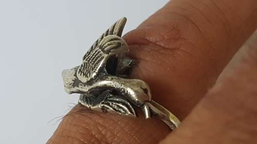 Solid Silver Flying Duck  Ring. Unusual . ADJUSTABLE. 6.1 grams heavy. UNIQUE.
