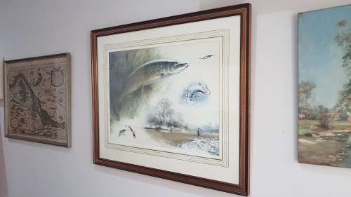 Rodger McPhail (1953-).  Pike Fishing. Large Original Watercolour. TOP WILDLIFE SPORTING  ARTIST.