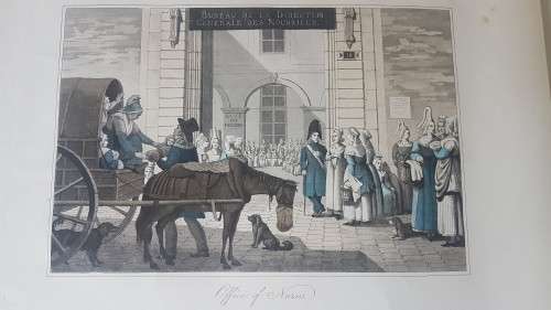 Original Colour Aquatint. Office of Nurses from `A Tour Through Paris`, 1822.  by William Sams