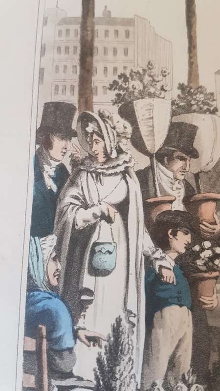 Original Colour Aquatint. The Flower Market  from `A Tour Through Paris`, 1822.  by William Sams