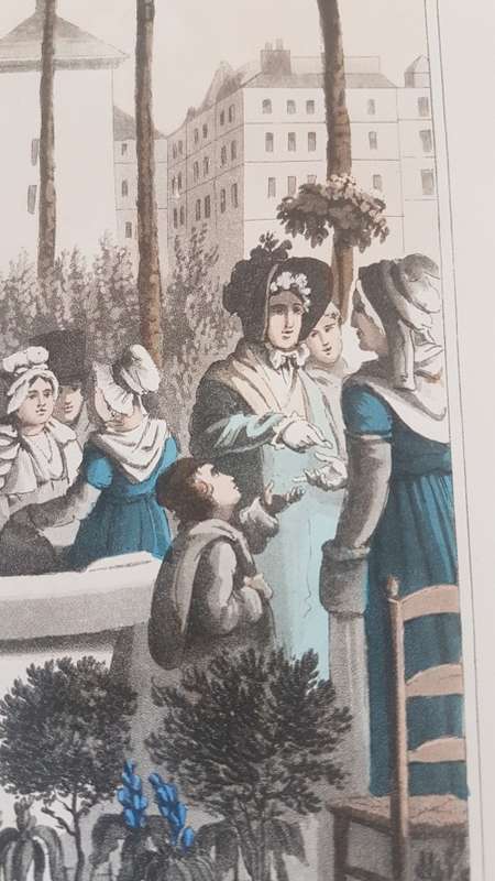Original Colour Aquatint. The Flower Market  from `A Tour Through Paris`, 1822.  by William Sams