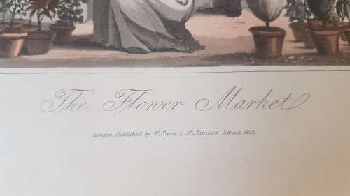Original Colour Aquatint. The Flower Market  from `A Tour Through Paris`, 1822.  by William Sams