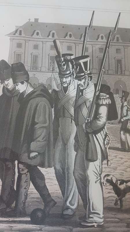 Original Hand Colour Aquatint.  Military Degradation in the Place Vendome 1822  by William Sams
