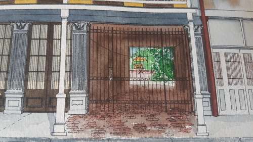 New Orleans Safmarine Rennies Offices.  Original Watercolour. Signed Terry White Milhas 1982
