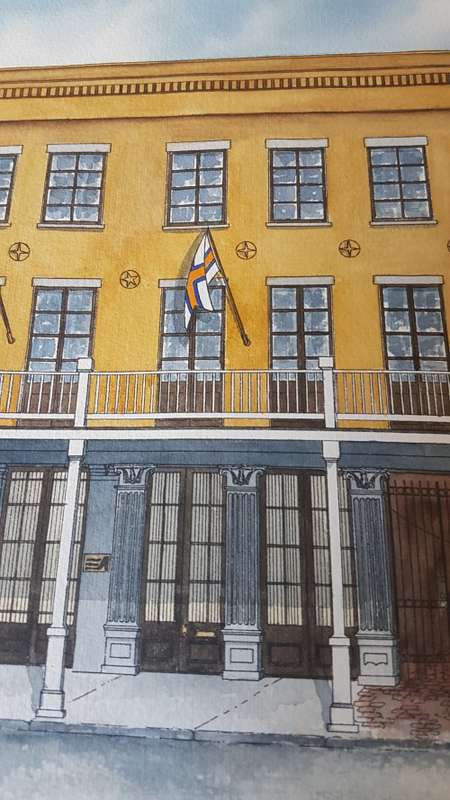New Orleans Safmarine Rennies Offices.  Original Watercolour. Signed Terry White Milhas 1982