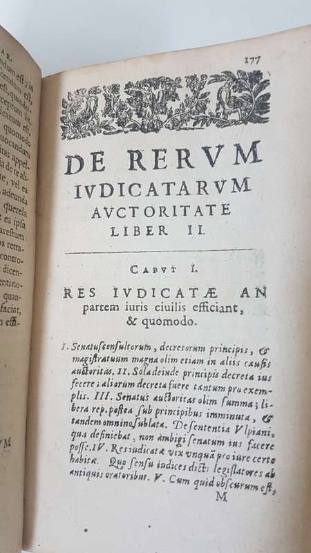 De Rerum Iudicatarum. By Heraldus. 1640 LAW BOOK! Original decorated spine and vellum covers!