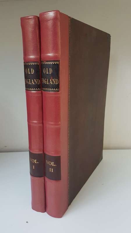 Old England: A Pictorial Museum. 1864 2 Volume Set!  Leatherbound with NEW LEATHER! Charles Knight.