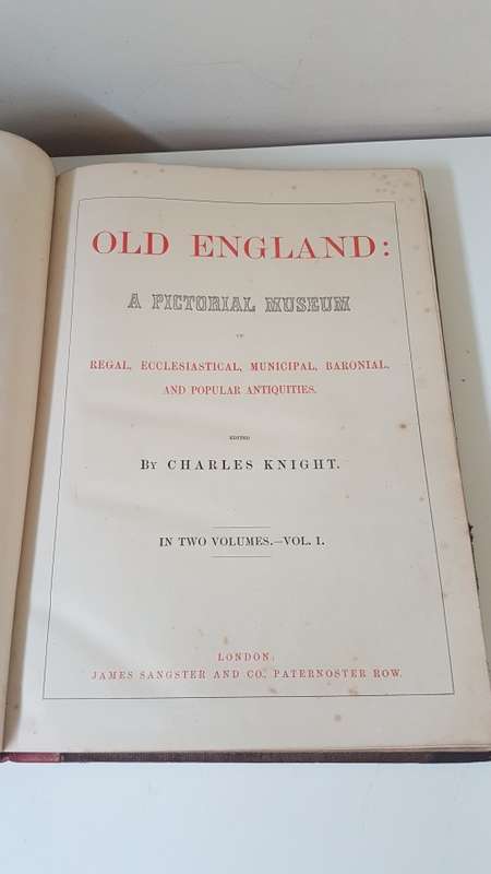 Old England: A Pictorial Museum. 1864 2 Volume Set!  Leatherbound with NEW LEATHER! Charles Knight.