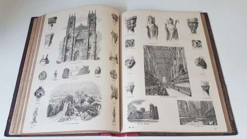 Old England: A Pictorial Museum. 1864 2 Volume Set!  Leatherbound with NEW LEATHER! Charles Knight.