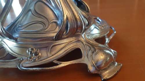 Art Nouveau Centrepiece Silver Plate and Cut Glass Bowl with Silver Rim.  WMF . Large, 40 cm high!
