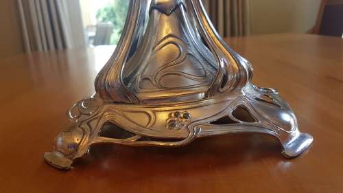 Art Nouveau Centrepiece Silver Plate and Cut Glass Bowl with Silver Rim.  WMF . Large, 40 cm high!