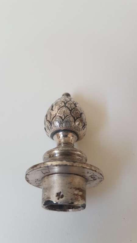 Claret Jug WMF Ornate Silver Plate and Swirled Glass. Acorn Stopper and Dragon Handle. Ex. condition