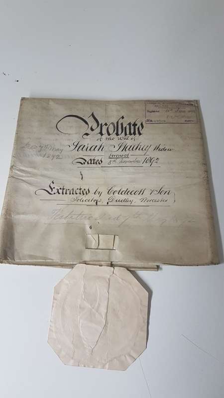1892 Handwritten Will on Vellum with Blindstamp Seal Tassle.  Framable! Excellent condition.