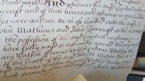 Handwritten Indenture dated 1679. On Vellum.  Concerning property in Bengeworth, England.