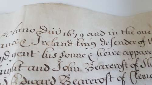 Handwritten Indenture dated 1679. On Vellum.  Concerning property in Bengeworth, England.