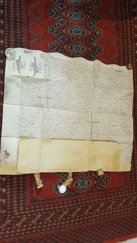Handwritten Indenture dated 1679. On Vellum.  Concerning property in Bengeworth, England.