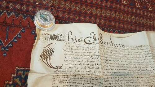 Handwritten Indenture on Vellum. Dated 6th May 1685. Property in Rowley Regis, County Stafford