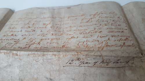 Handwritten Indenture on Dated 1615 ( 12th year of King James 1 Early Stuart