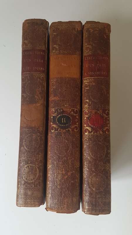1779 Swiss Full Leather 3 Volume Set. Tree Calf Leather. Beautiful. Trembley. Instructions d`un pere
