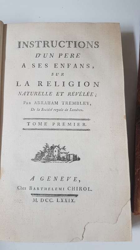 1779 Swiss Full Leather 3 Volume Set. Tree Calf Leather. Beautiful. Trembley. Instructions d`un pere