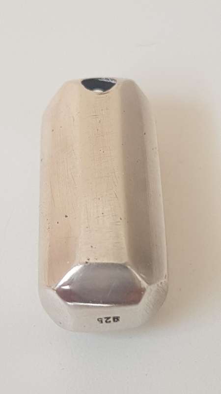 Solid Sterling Silver Heavy Lozenge Bullet Shape  Pendant. 33.3 GRAMS! Chain not included.