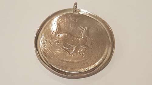 NEW Huge Solid Siver Springbok Pendant with Smooth Solid Silver Bezel Back. 40.7 grams!!