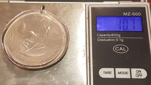 NEW Huge Solid Siver Springbok Pendant with Smooth Solid Silver Bezel Back. 40.7 grams!!